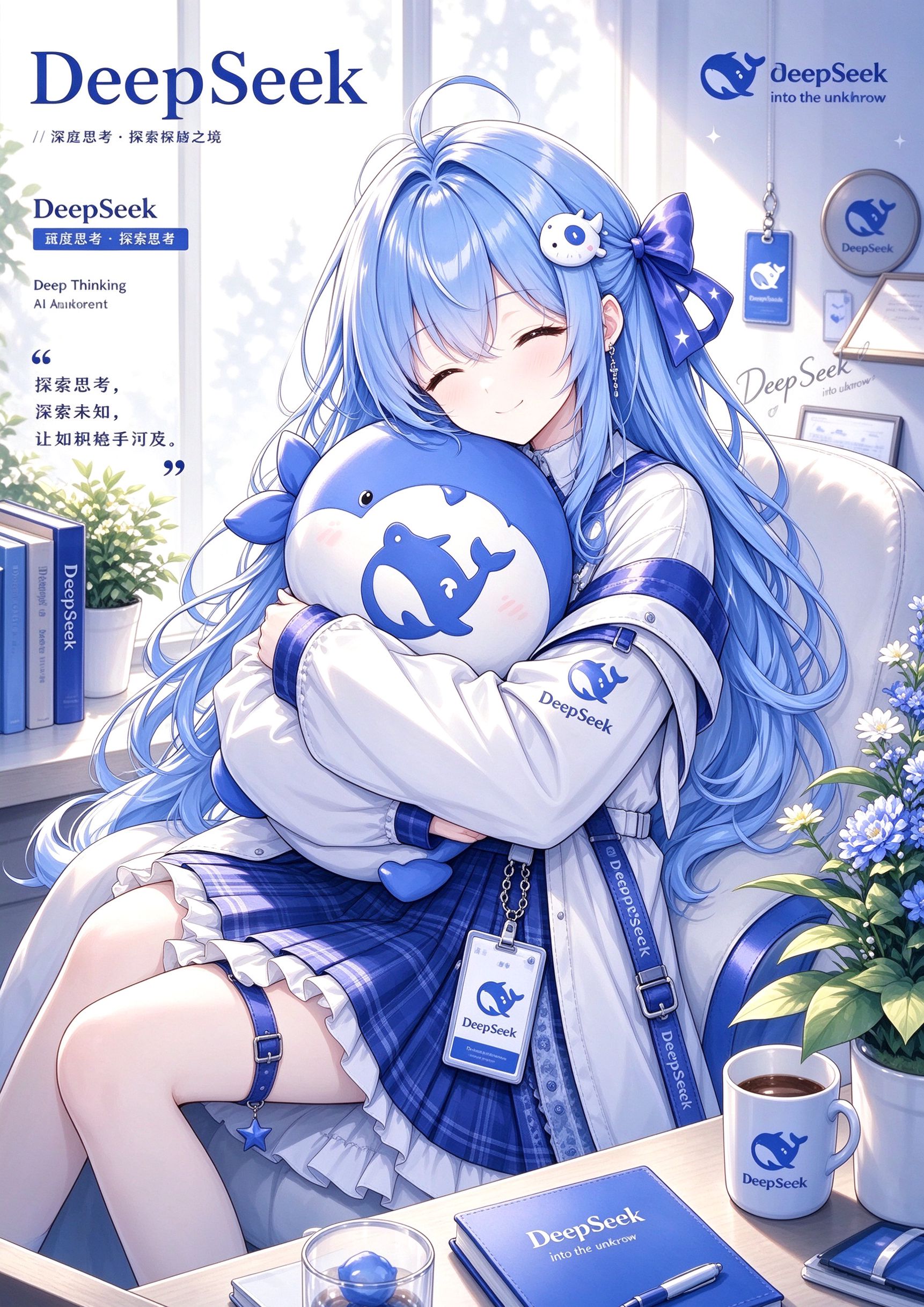 DeepSeek 蓝色大肥鱼同人插画